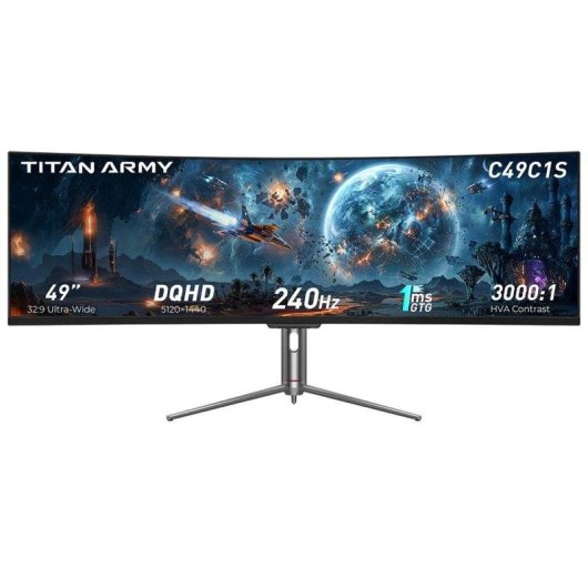 Monitor PC Titan Army C49C1S 49" Dual QHD 240Hz VA Curvo HDR400 KVM 1ms