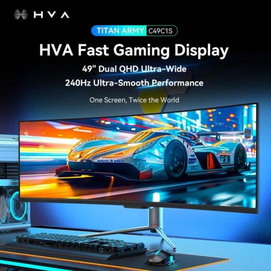 Monitor PC Titan Army C49C1S 49" Dual QHD 240Hz VA Curvo HDR400 KVM 1ms
