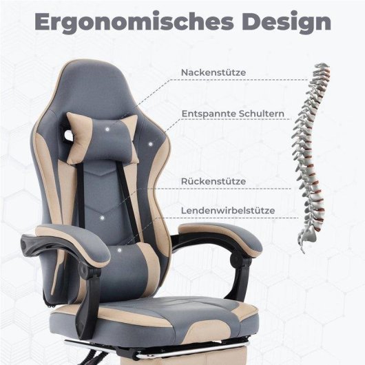 Sedia Gaming Ergonomica Autrucker Con Poggia Piede E Altezza Regolabile
