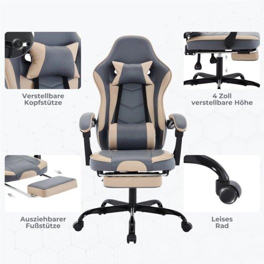 Sedia Gaming Ergonomica Autrucker Con Poggia Piede E Altezza Regolabile