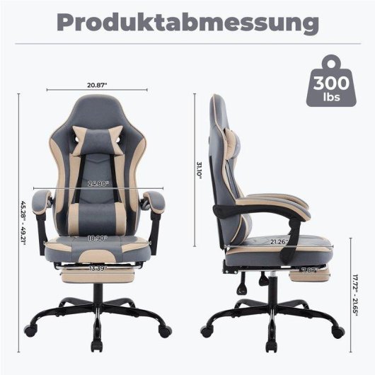 Sedia Gaming Ergonomica Autrucker Con Poggia Piede E Altezza Regolabile