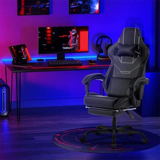 Sedia Gaming Ergonomica Autrucker Con Ripiano Piedi Regolabile e Schienale 155°