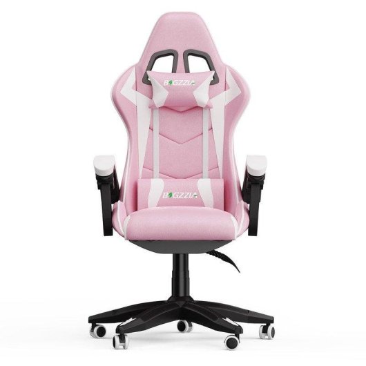Chaise de bureau Naspaluro ergonomique réglable rose blanc