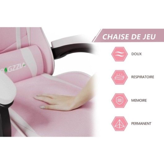 Chaise de bureau Naspaluro ergonomique réglable rose blanc