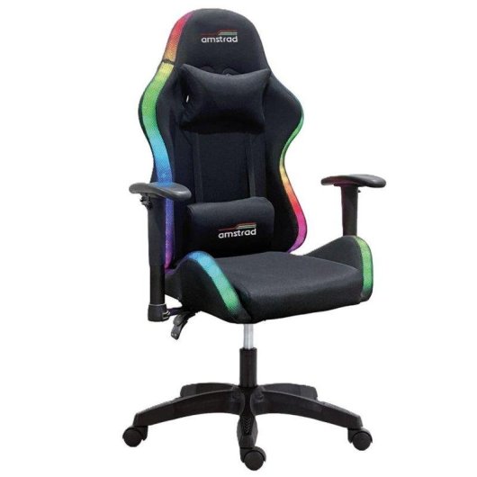 Chaise Gaming Amstrad AMS-LED-FUSION-BK Noire avec LED 366 effets