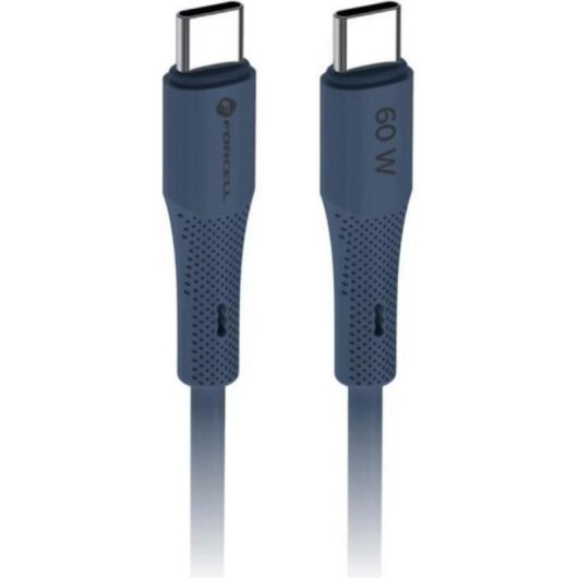 Câble USB-C Forcell C344 60W 1m 3A Silicone Flexible Bleu
