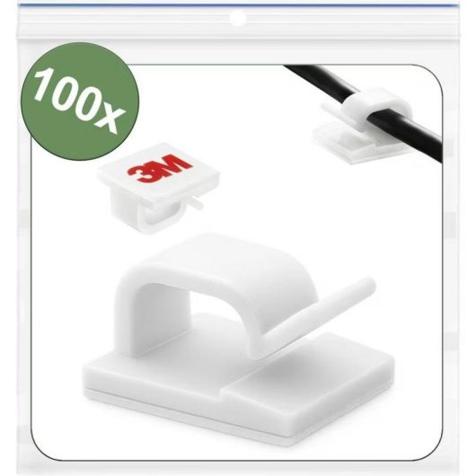 Clip per cavi Quadrios 25CA751 bianco adesivo confezione 100 pezzi