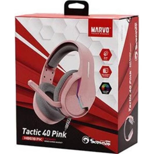 Casque filaire gaming Marvo TACTIC 40 USB Micro rose stéréo