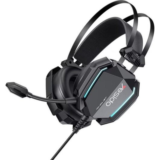 Auriculares Yesido EK03 avec câble USB, micro, éclairage RGB et design over ear noir