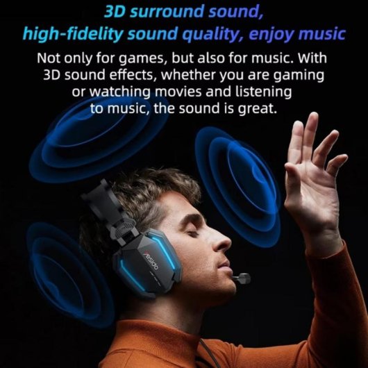 Auriculares Yesido EK03 avec câble USB, micro, éclairage RGB et design over ear noir