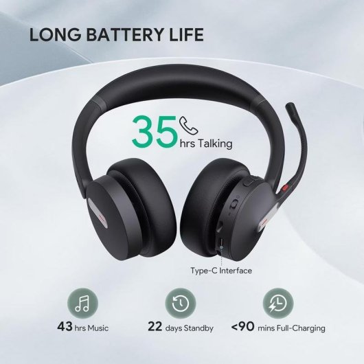 Casque Yealink BH70 sans fil Bluetooth USB-C pour bureau, micro noir