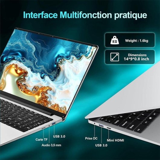Portátil Funyet Ecobook 15.6" Intel Celeron N4000 8GB 256GB SSD Windows 11 Pro
