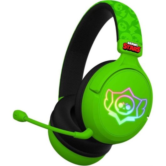 Casque Gaming Subsonic Brawl Stars Skull filaire 40 mm LED RGB Vert Noir