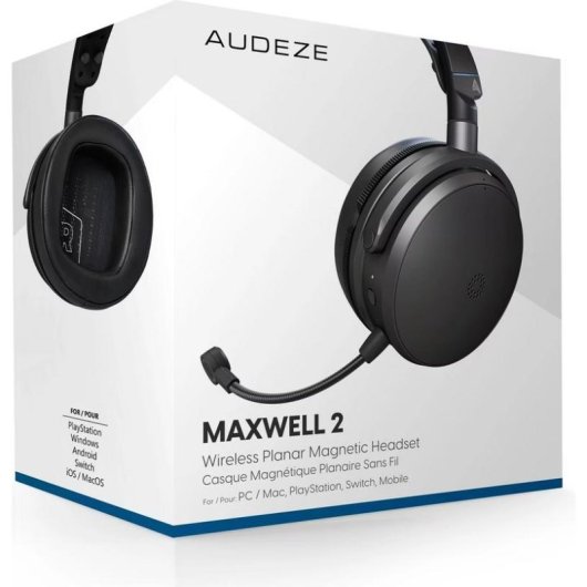 Casque Audeze Maxwell 2 sans fil Bluetooth WiFi Gaming avec réduction de bruit gris noir