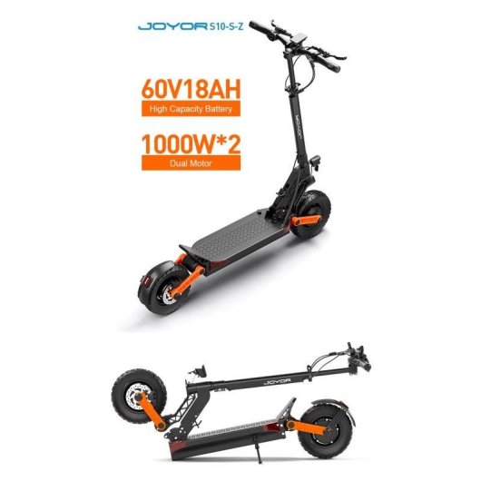 Elektroroller Joyor S10-S-Z 2000W 75km Reichweite 10" Reifen Hydraulische Bremsen Schwarz