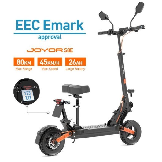 Elektroroller Joyor S8e 800W Reichweite 80km 10" Reifen Scheibenbremse