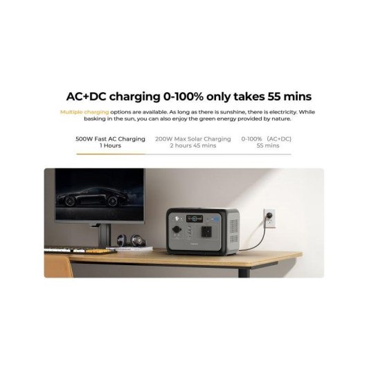 Estação de energia Oukitel P800 512Wh 2 portas AC 3 portas USB Bateria LiFePO4 Carga rápida