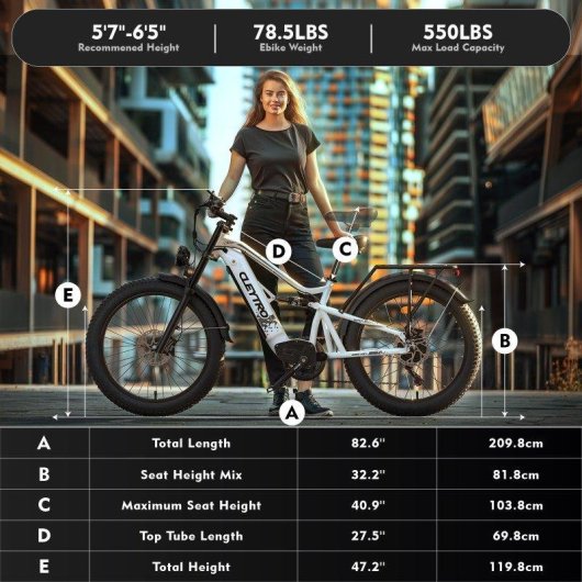 Vélo électrique Generica ES7-W 750W 48V 18Ah 26" Blanc