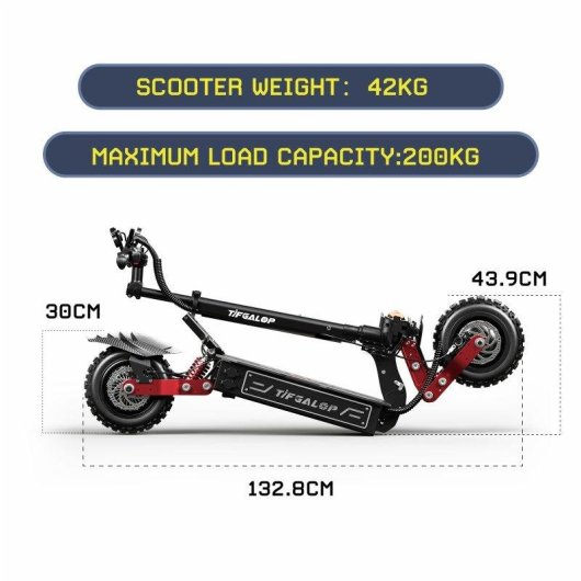 Elektroroller TIFGALOP CL8-OT 6000W 60V 33Ah Reichweite 100km 11" Reifen Hydraulische Bremsen