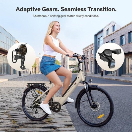 Bicicletta Elettrica Touroll J2 ST 250W 45Nm Batteria 561.6Wh 100km 7 Marche Shimano Sand