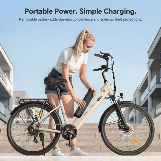 Bicicletta Elettrica Touroll J2 ST 250W 45Nm Batteria 561.6Wh 100km 7 Marche Shimano Sand