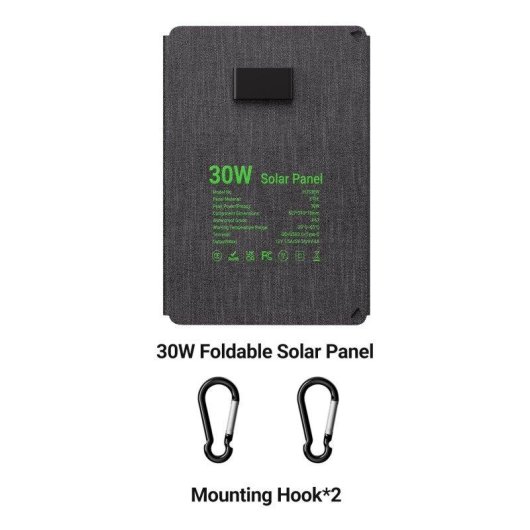 Painel Solar Lionshee LS-SP30F 30W 2 portas USB/Type-C Dobrável IP67