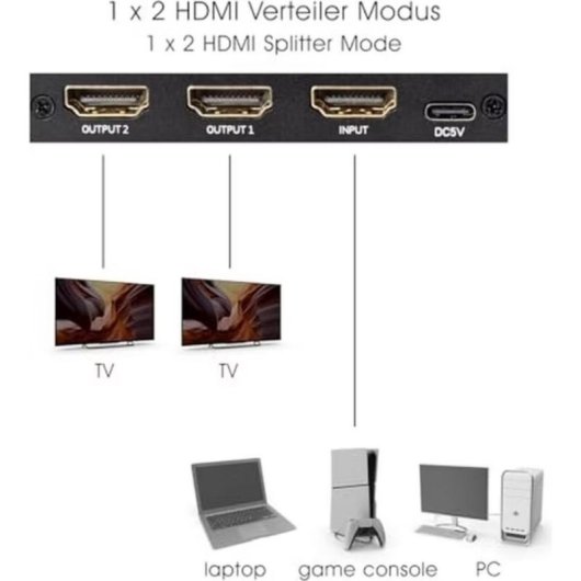 Splitter HDMI myWall CS26-2L 1 Entrada 2 Saídas 60 Hz Compacto