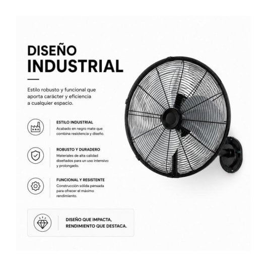 Ventilador de Pared Bilake Arrecife 120W 55cm Oscilante Silencioso Cabezal Orientable
