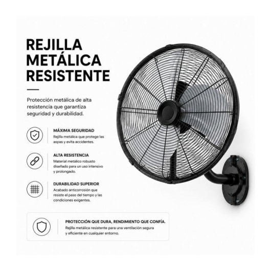 Ventilador de Pared Bilake Arrecife 120W 55cm Oscilante Silencioso Cabezal Orientable