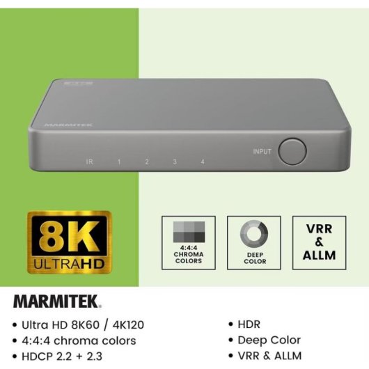Commutateur HDMI Marmitek AS48 4 entrées 4K120Hz 8K60Hz