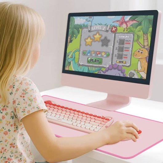 Tastatur LogiLink ID0220 Universal Membran kabellose Maus rosa QWERTZ