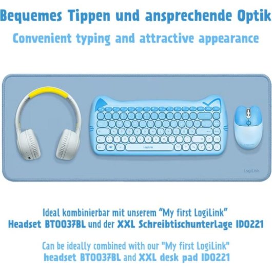 Tastatur LogiLink kabellos mit optischer Maus 85 Tasten Multimedia Deutschland