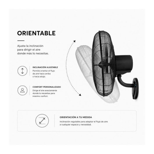 Ventilador de Pared Bilake Arrecife 60W 40cm Oscilante Silencioso Cabezal Inclinable