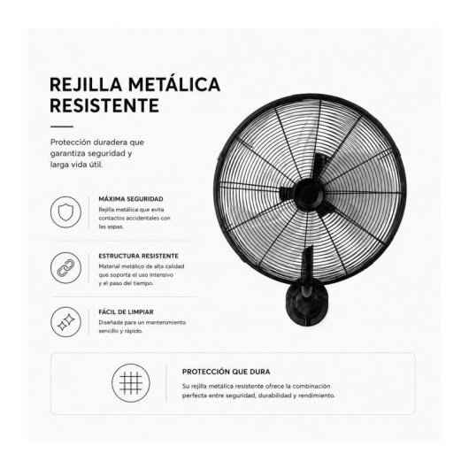 Ventilador de Pared Bilake Arrecife 60W 40cm Oscilante Silencioso Cabezal Inclinable