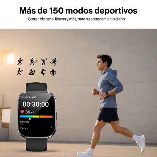 Rayofi D19 Reloj SmartWatch Negro 1,83" SpO2 Pulsómetro Monitor Sueño