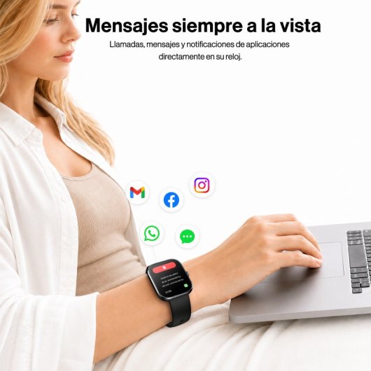 Rayofi D19 Reloj SmartWatch Negro 1,83" SpO2 Pulsómetro Monitor Sueño