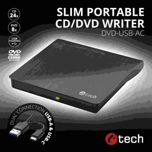 Externer DVD-Brenner C-Tech DVD-USB-AC USB 2.0 Slim Schwarz