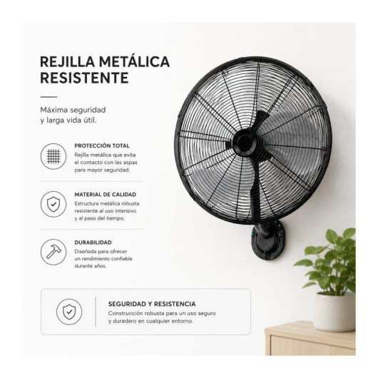 Ventilador de Pared Bilake Arrecife 90W 45cm Oscilante Silencioso Cabezal Inclinable