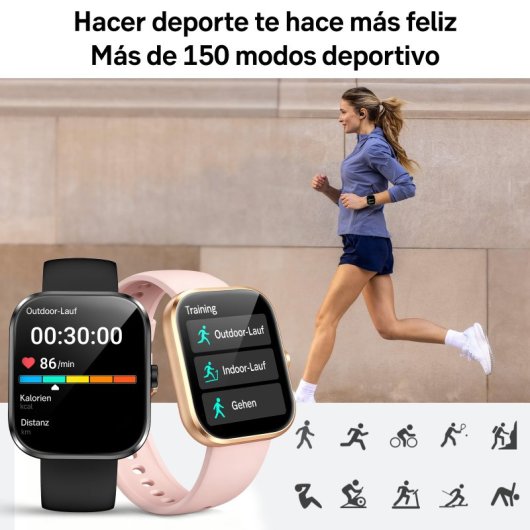 Rayofi D18 Reloj SmartWatch Negro 1,83" SpO2 Pulsómetro Monitor Sueño