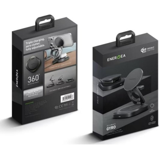Cargador inalámbrico Energea Alumag Gyro 360 35W MagSafe Qi USB-C
