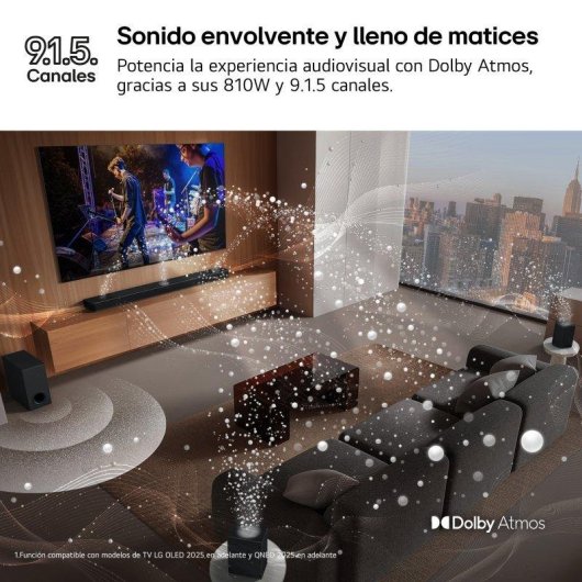 Barra de Sonido LG S95AR 9.1.5 810W Bluetooth WiFi Dolby Atmos Negra