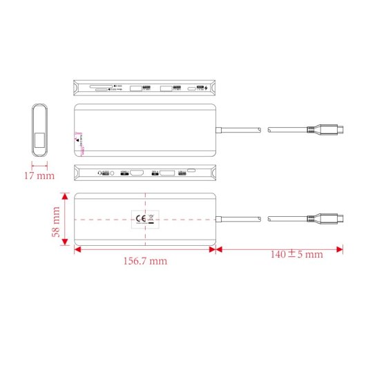 Kimex Estación De Acoplamiento Usb-c 10 En 1 A 8k Dp1.4 + Hdmi 2.1 10g