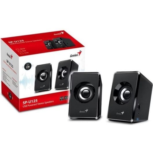 Haut-parleurs Genius PC USB 3W compacts 2.0 canaux noirs