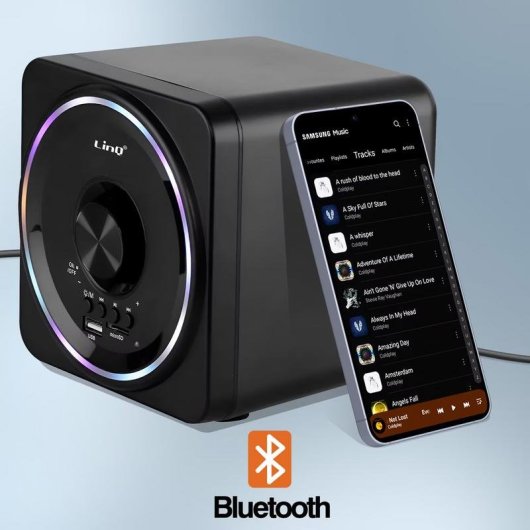 Altavoces LinQ PC Bluetooth 2.1 10 W con USB y entrada auxiliar