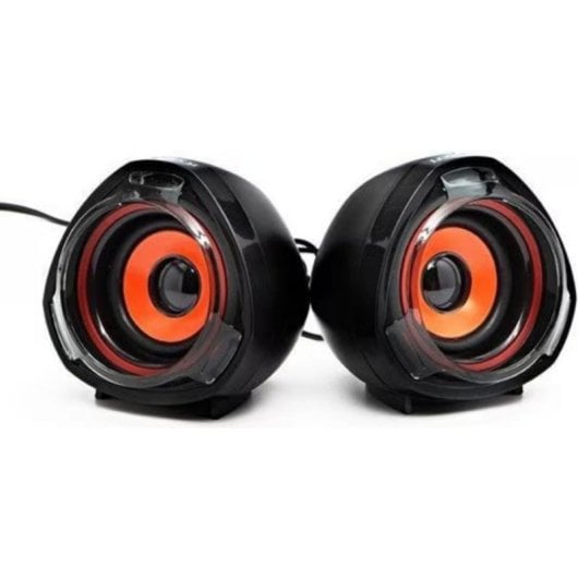 Altavoces Logo PC USB 2.0 canales 5W con diseño negro y naranja