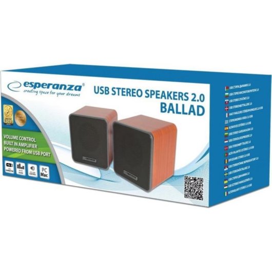 Altavoces Esperanza PC USB 5W compactos con conexión jack 3,5 mm