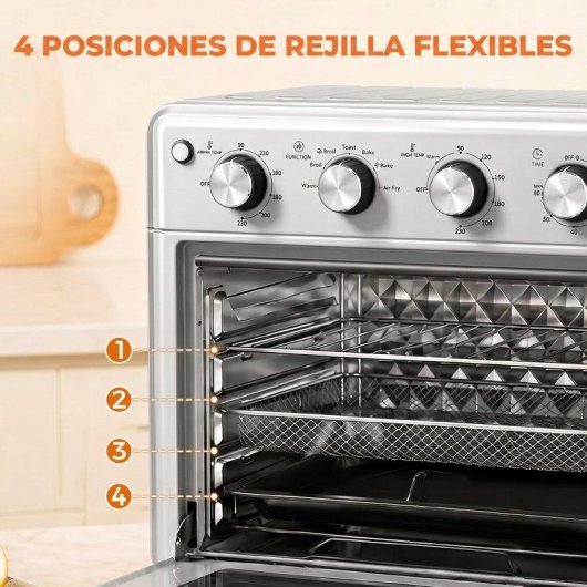 Horno Sobremesa Homcom 800-168V90SR 30L 43x39x39cm 1600W Convección Plata