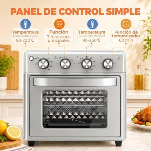 Horno Sobremesa Homcom 800-168V90SR 30L 43x39x39cm 1600W Convección Plata