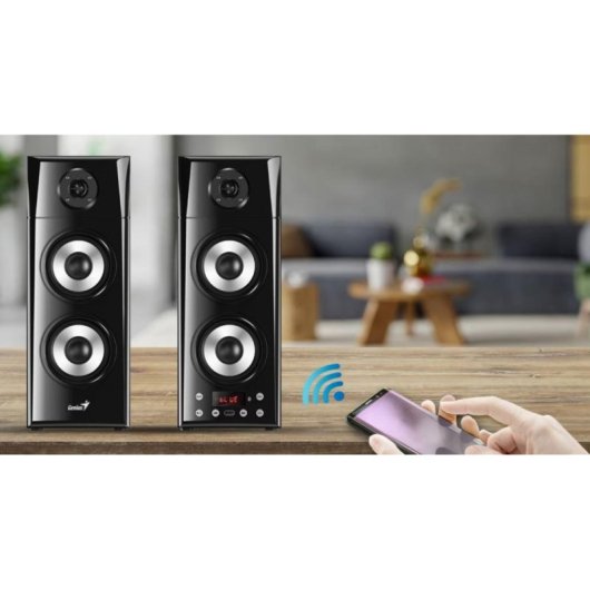 Lautsprecher Genius Bluetooth 60W mit Fernbedienung und Holzdesign