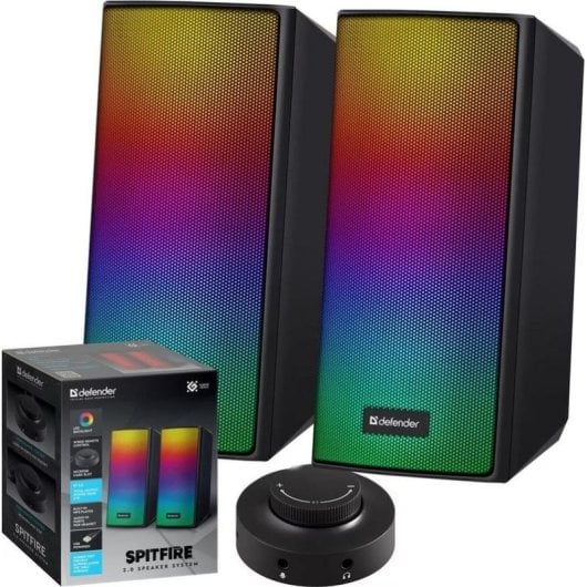 Colunas Defender Spitfire 2.0 Bluetooth USB 6W com LED e Bluetooth 5.2